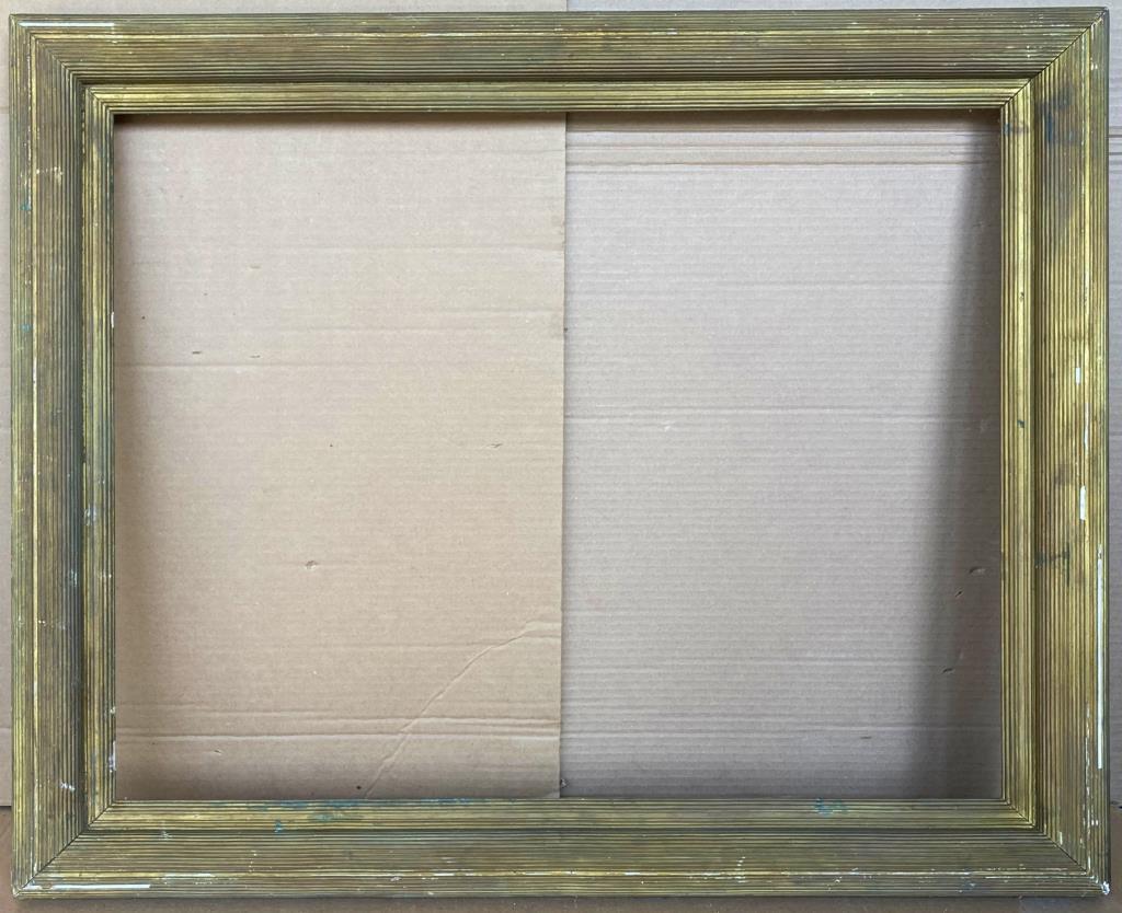 Antique Reeded Giltwood Frame: with tapered spline corner bracing, old exhibition label verso for "Laurence Fellows, Phil."; 29 1/2" high, 34 1/4" wide, rabbet: 24 1/4" high, 29 3/8" wide. Laurence Fellows (1885-1964) was an Americ