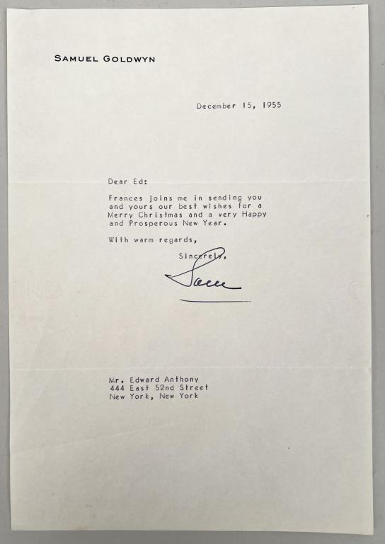 Samuel Goldwyn Signed Letter (1 of 3)