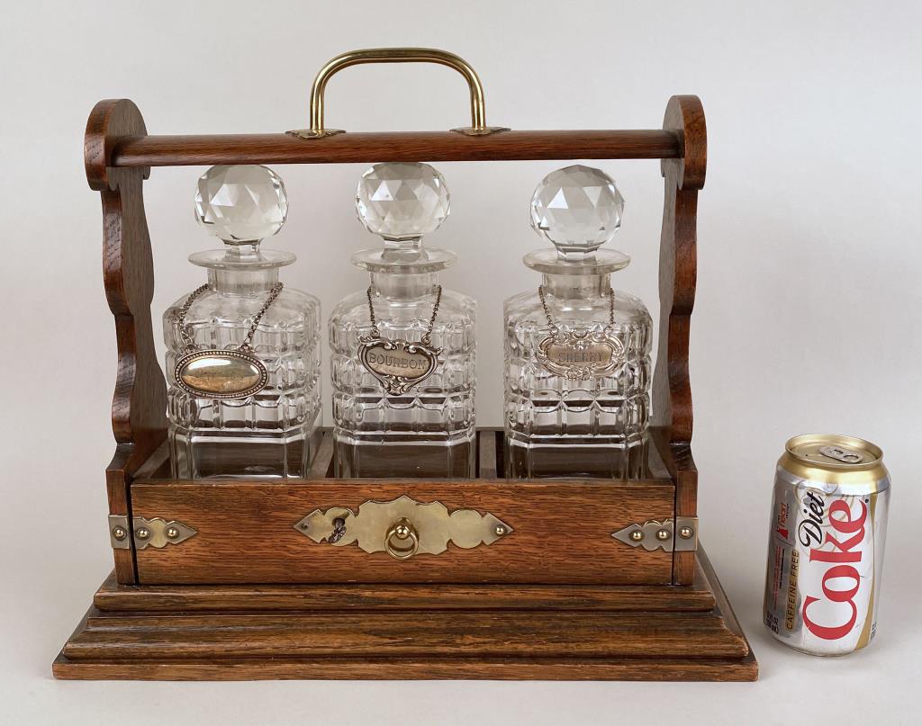 English Oak Tantalus, Sterling Bottle Labels (1 of 6)