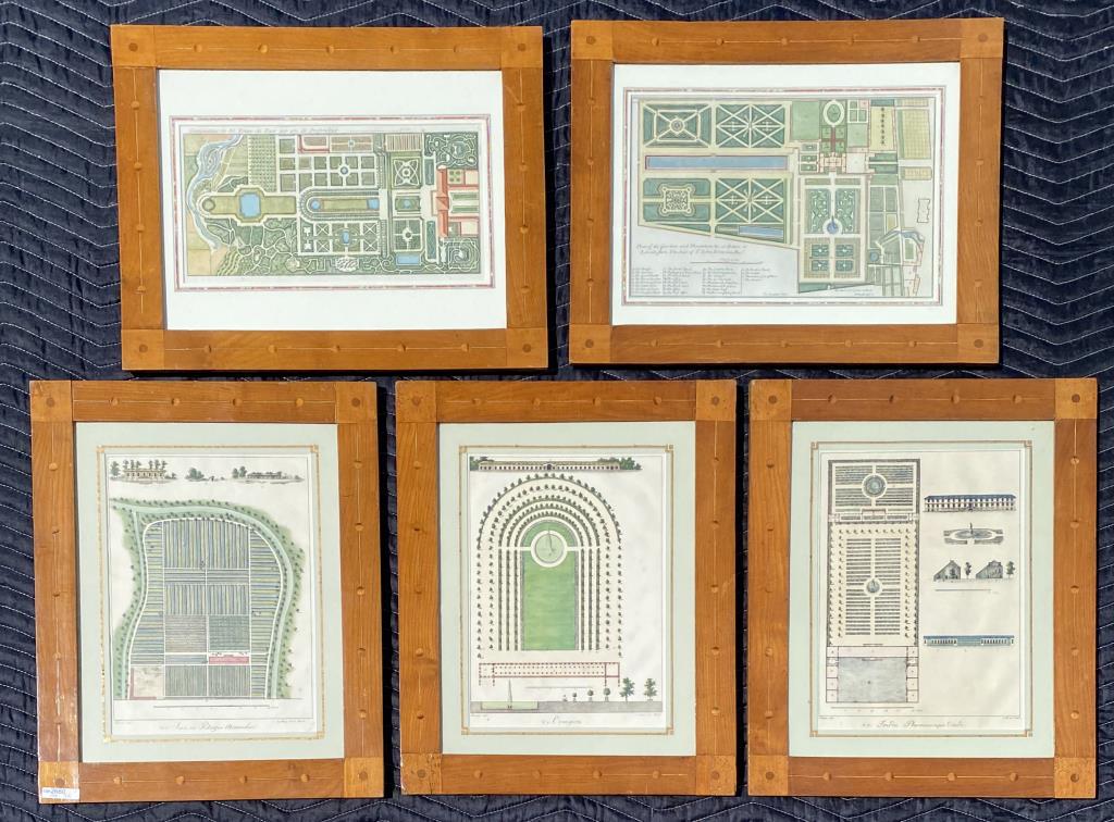 Group Five Framed French Garden Plans (1 of 4)