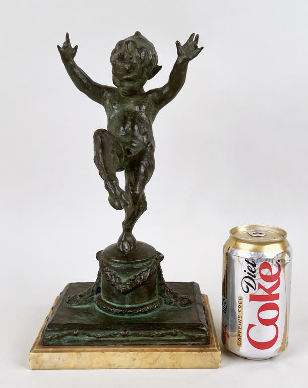 Signed Bronze Faun/Satyr Statue (1 of 4)