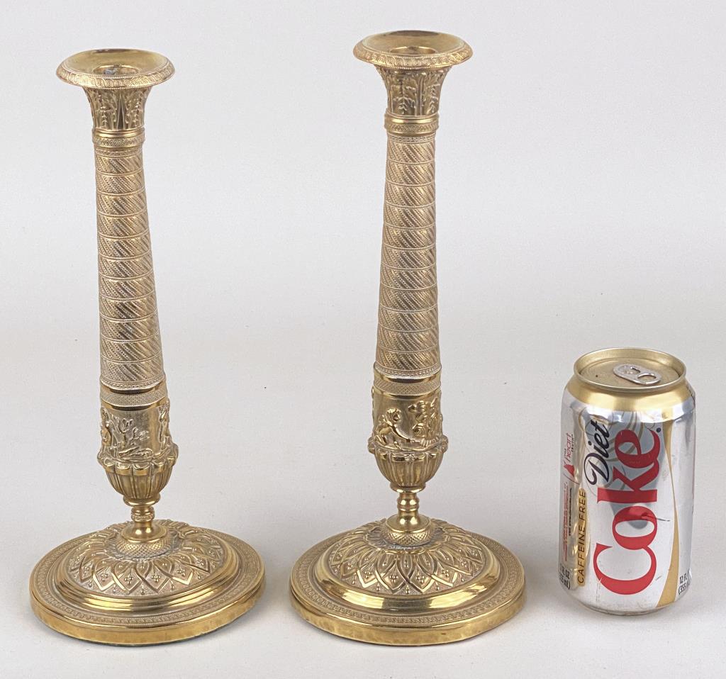 Pair Empire Brass Candlesticks (1 of 4)