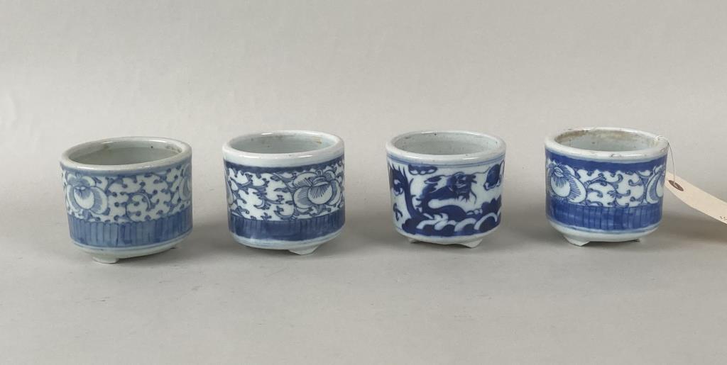 Group Four Chinese B/W Porcelain Brush Pots (1 of 7)