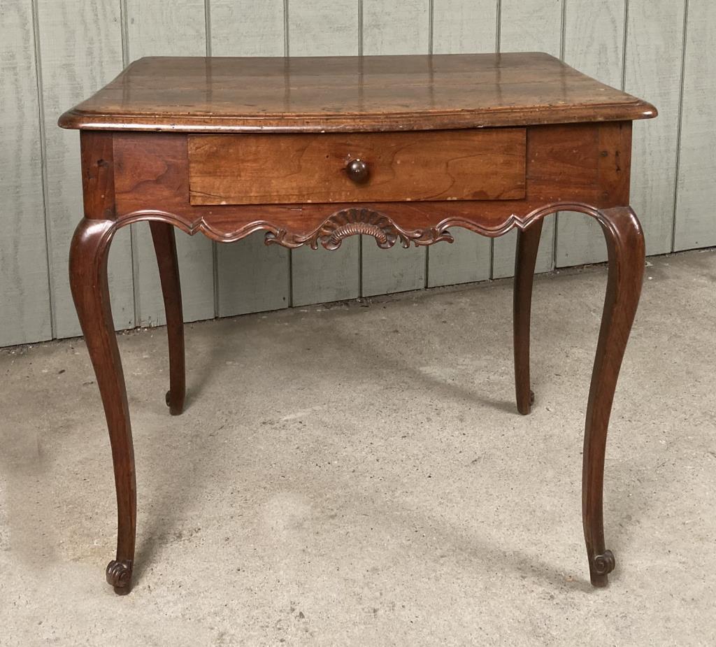 French Provincial Carved Walnut One Drawer Table (1 of 7)