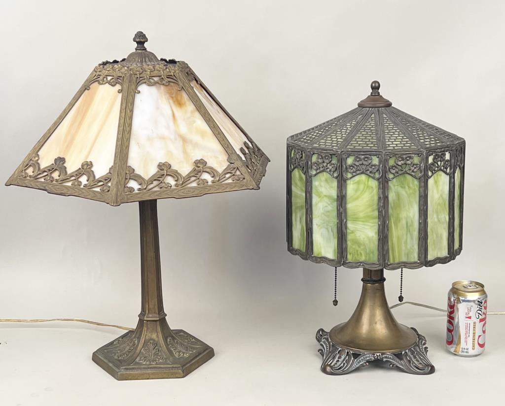 Two Slag Glass Lamps (1 of 3)