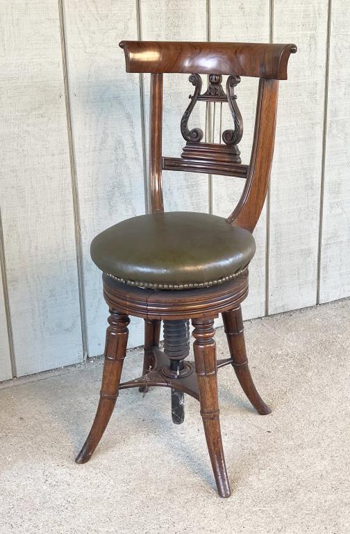 Regency Carved Rosewood Chair Back Piano Stool (1 of 5)