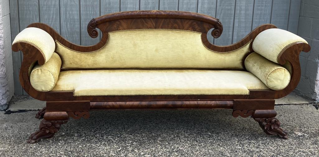 American Classical Carved Mahogany Sofa (1 of 7)