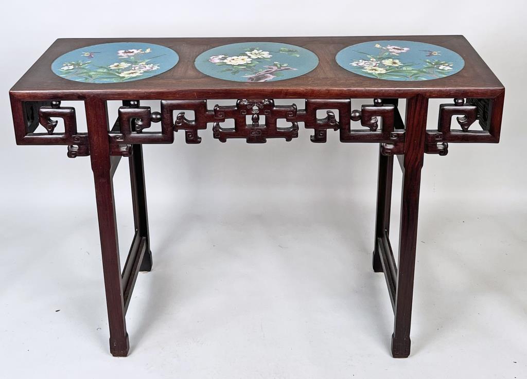 Chinese Rosewood Altar Table, Cloisonne Inserts (1 of 9)