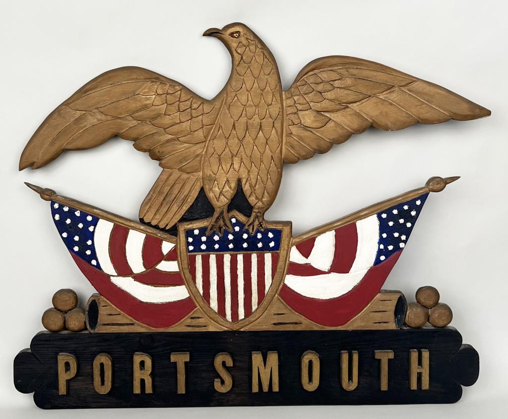 Folk Art Carved Eagle/Banner, Portsmouth NH (1 of 2)