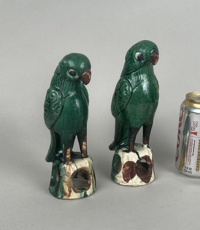Pair Chinese Porcelain Parrots (1 of 4)