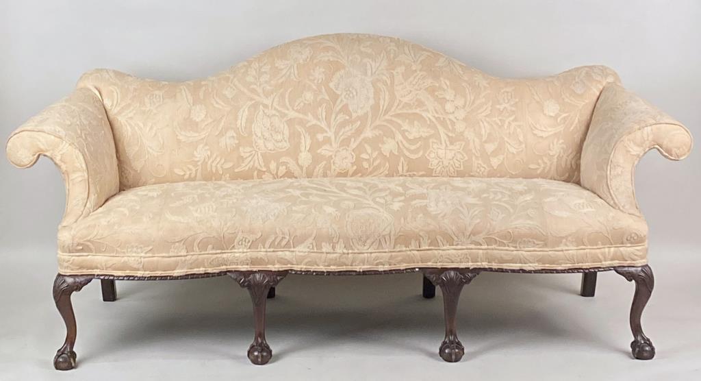 Georgian Carved Mahogany Upholstered Settee (1 of 7)