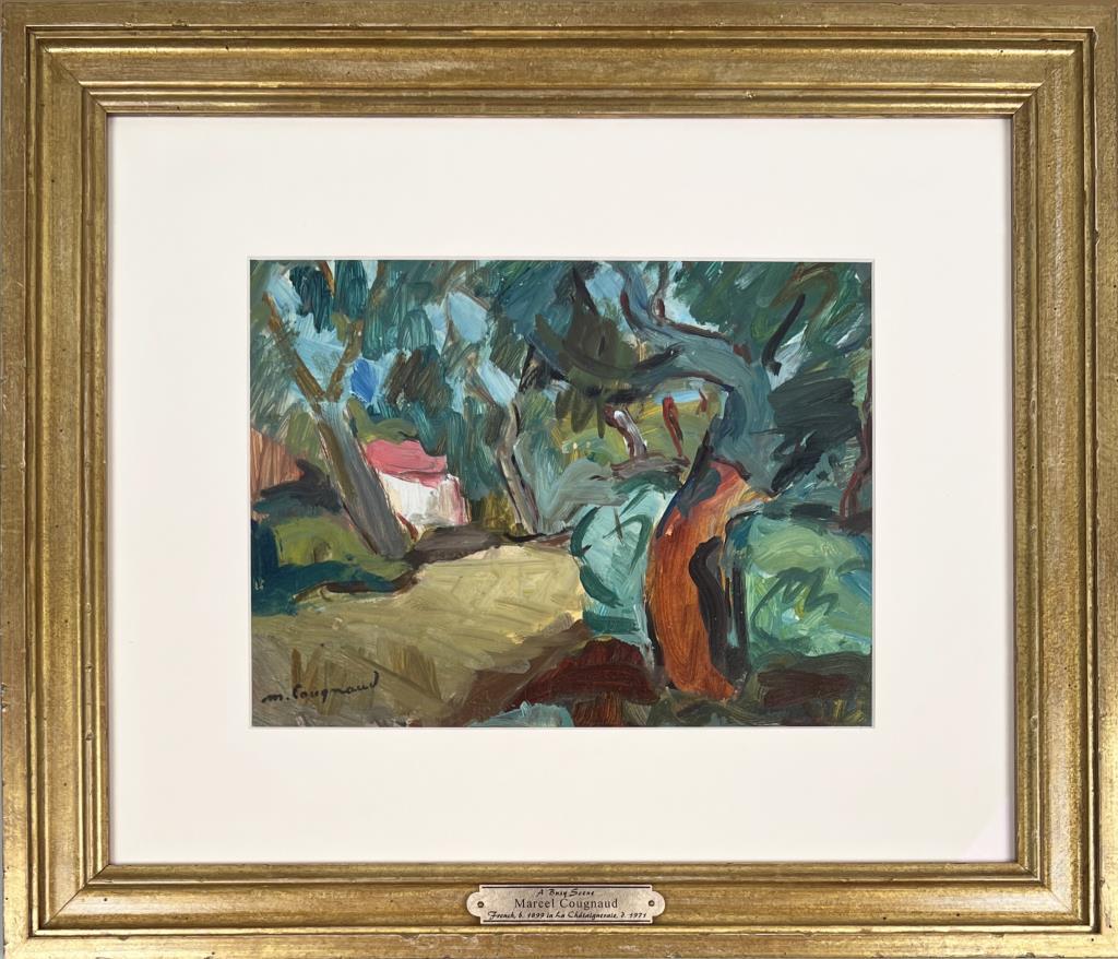 Cougnaud, O/P A Busy Scene: Marcel Cougnaud (Fr. 1899-1971). Signed lower left. Frame size: 18" high, 21" wide. Not examined out of frame.