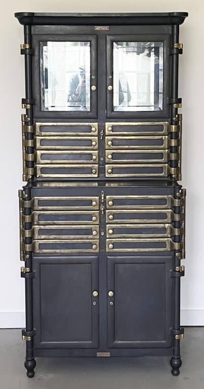 Rare & Unique Steel & Brass Dental Cabinet (1 of 5)