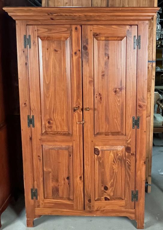 Reproduction Country Pine Two Door Armoire (1 of 3)