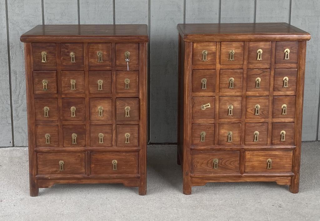 Pair Chinese Yellow Rosewood Apothecary Cabinets (1 of 10)