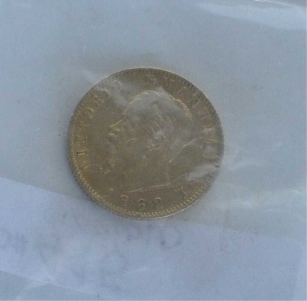 Italian Gold Coin: Gold coin, Vittorio Emanuele II of Italy, 20 Lira, dated 1862, XF