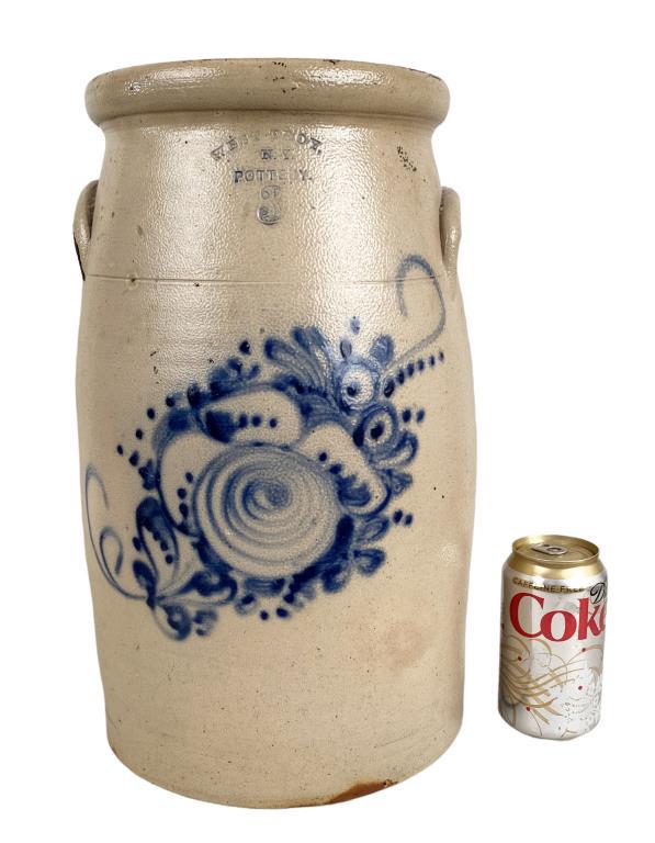 West Troy NY 3 Gallon Cobalt Blue Stoneware Crock (1 of 8)