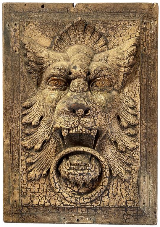 Lion Mask Carved Walnut Raised Panel (1 of 2)