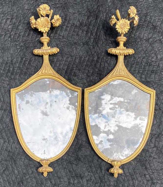 Pair Carved/Gilded George III Shield Form Mirrors (1 of 5)