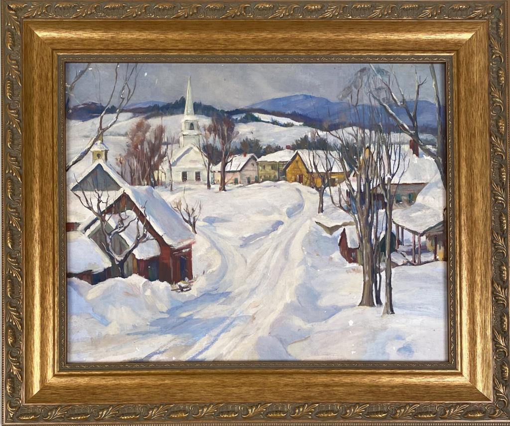 Attr. Hibbard, Snowy Vermont Townscape O/CB (1 of 4)