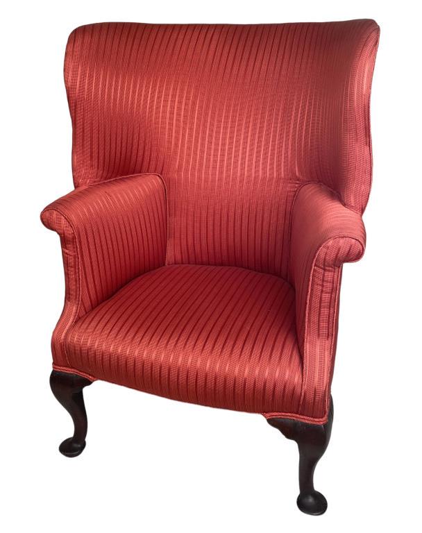 George I Carved Mahogany Barrel Back Wing Chair (1 of 10)