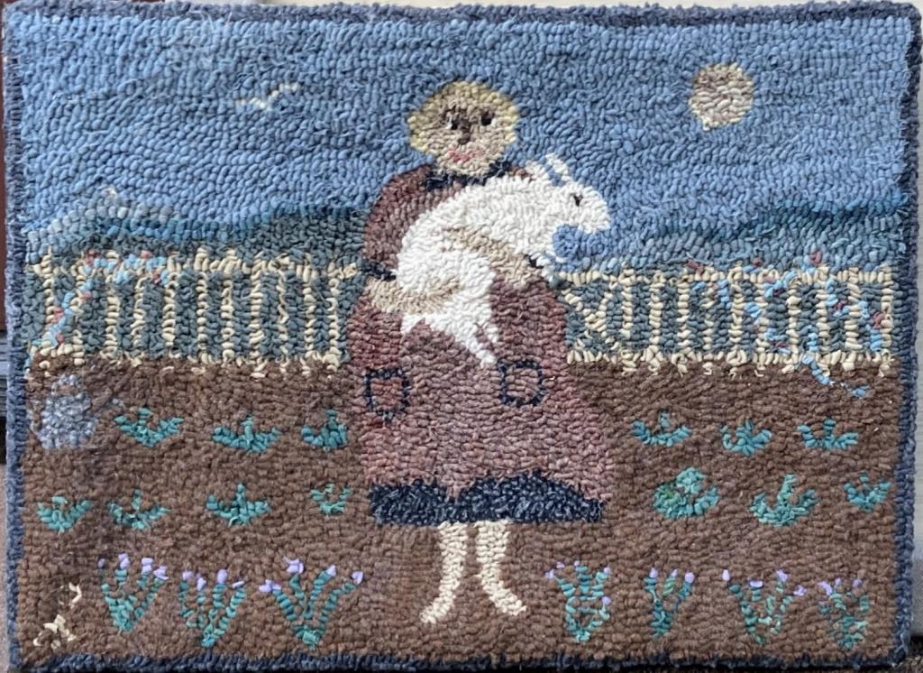 Small Contemporary Folk Art Pictorial Hooked Rug (1 of 4)