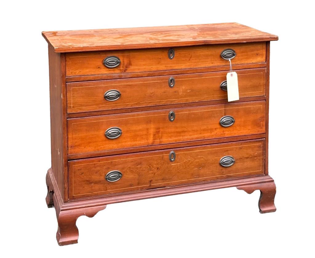 NE Chippendale Cherrywood Four Drawer Chest (1 of 9)