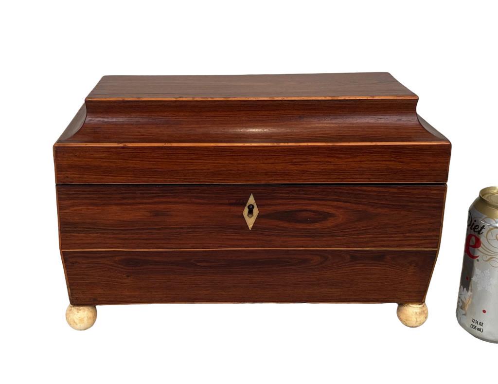 English Regency Fitted Inlaid Mahogany Tea Caddy (1 of 10)