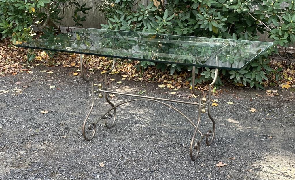 French Style Steel & Glass Top Dining Table (1 of 6)