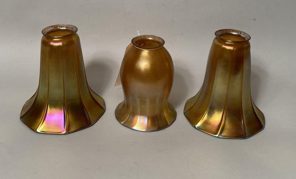 Three Quezal Art Glass Shades (1 of 5)