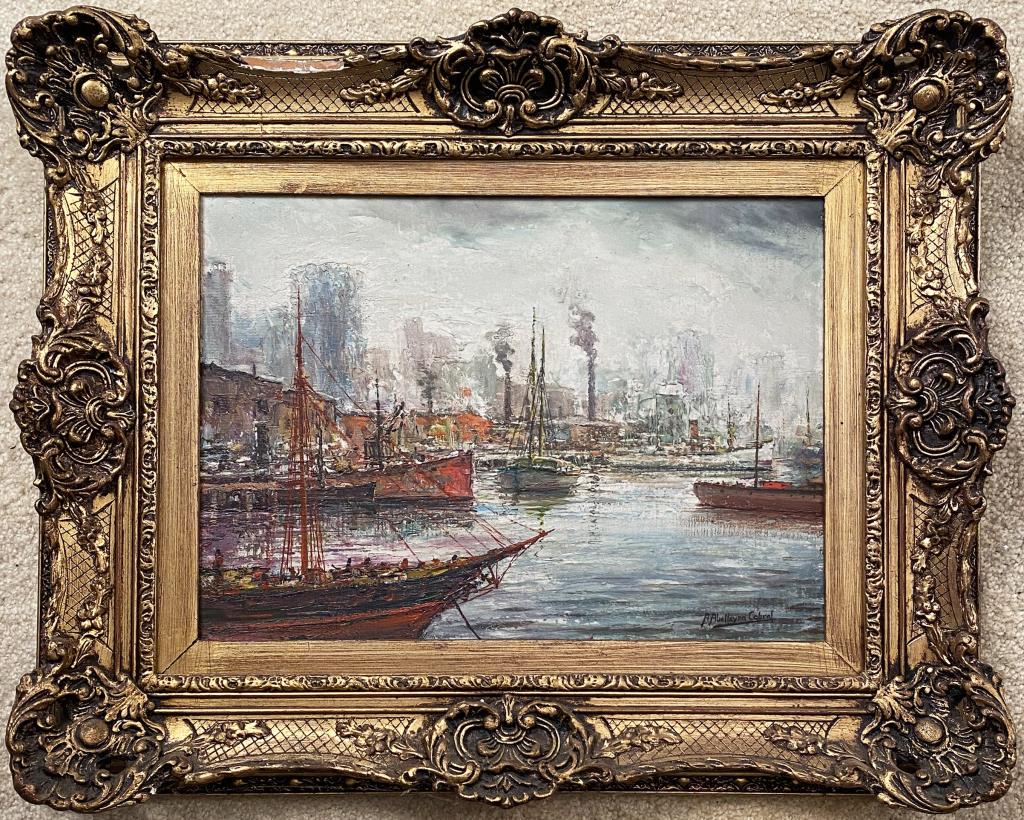A. Abellejra Cabral, Impressionist O/B: Antonio Abelleyra Cabral (Argentina 1911-1992). Frame size: 21 1/4" high, 26 1/2" wide; sight size: 12 1/2" high, 17 1/2" wide. Frame losses.