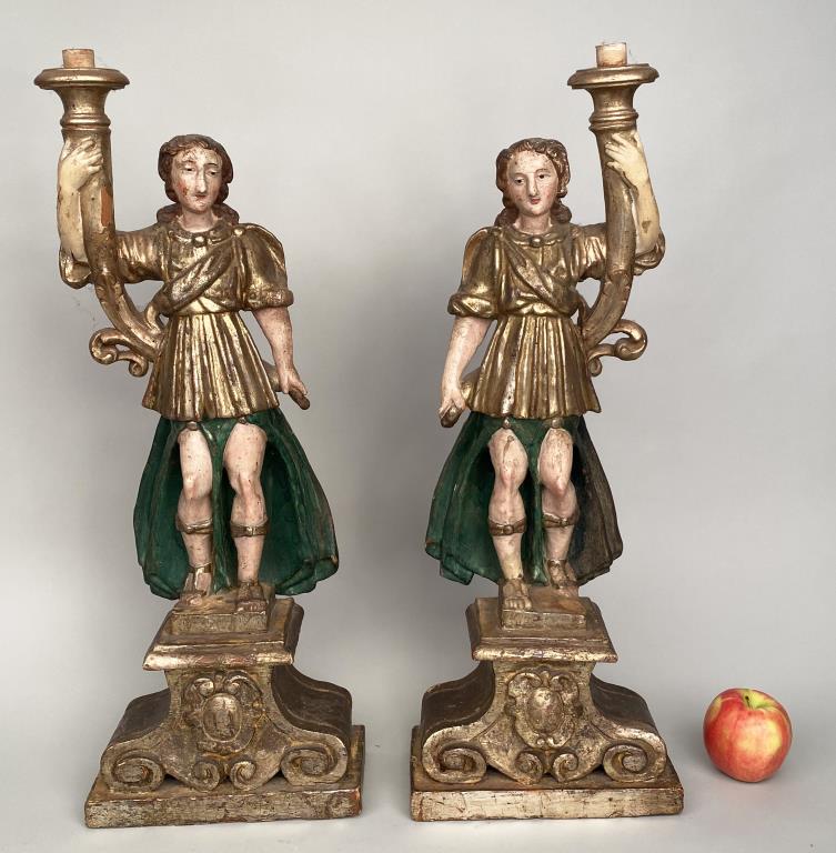 Pair Italian Carved Giltwood Figural Candelabra (1 of 6)