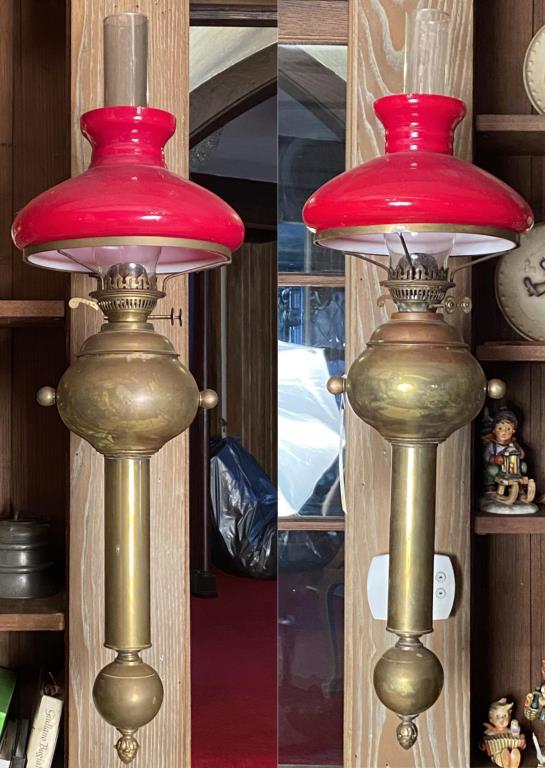 Pair Brass Gimbal Ship's Lanterns, Ex. Queen Mary (1 of 6)