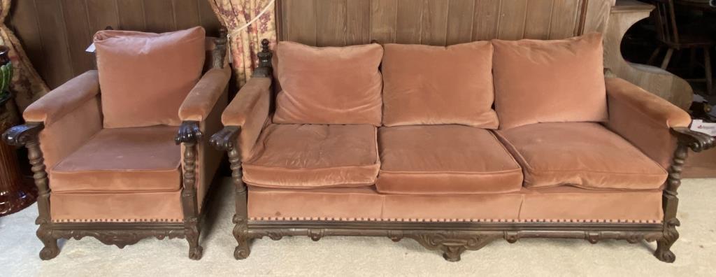 Continental Baroque Style Carved Sofa & Armchair (1 of 5)