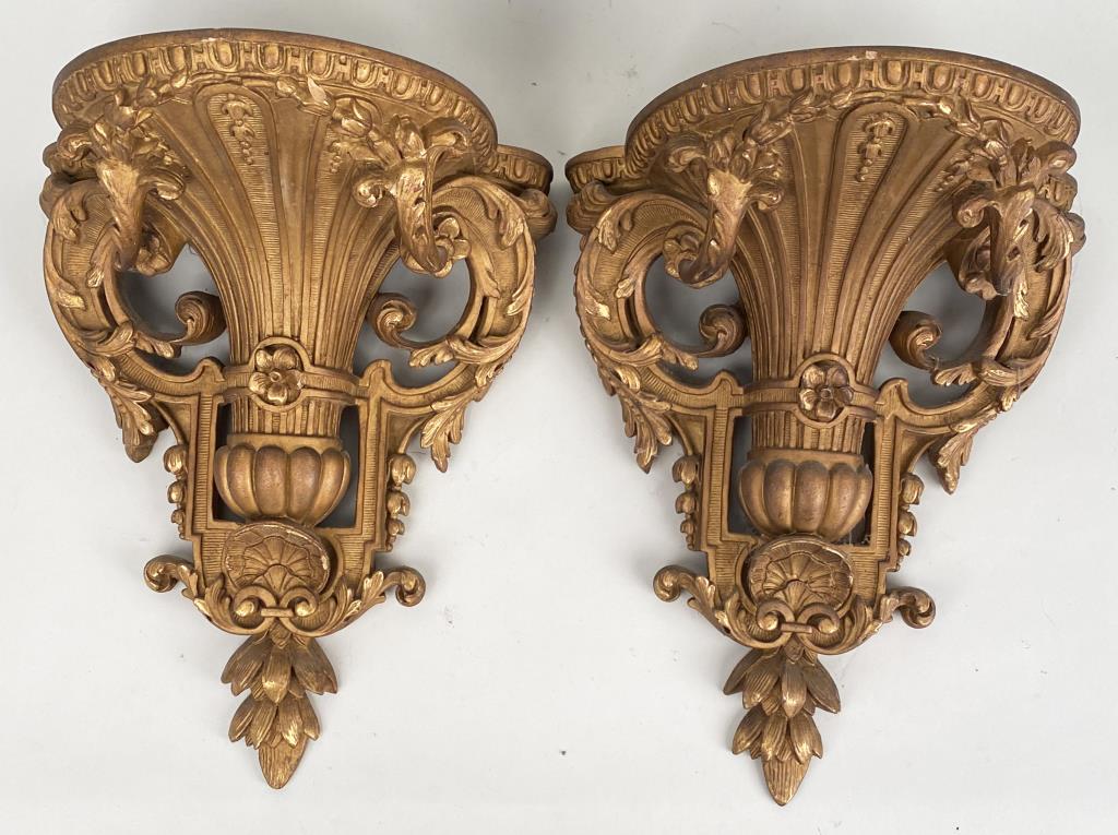 Pair Continental Plaster Wall Brackets (1 of 4)