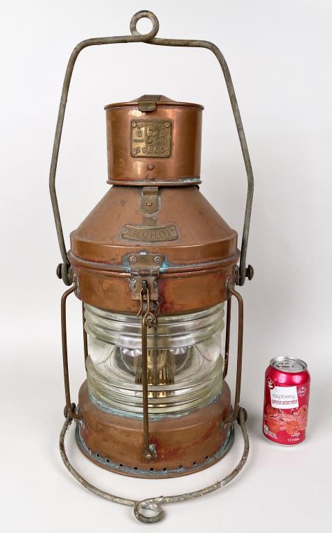 Antique "Seahorse-Anchor" Brass Nautical Lantern (1 of 6)