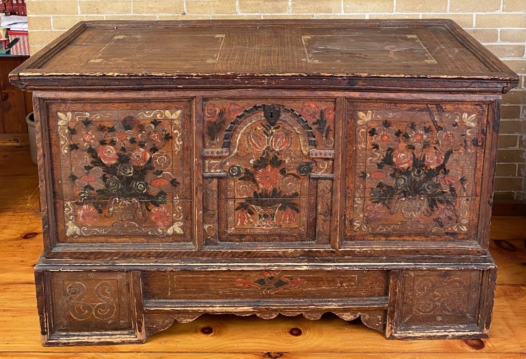 Tyrolean Painted Pine Coffer/Frame, Dated 1719 (1 of 10)