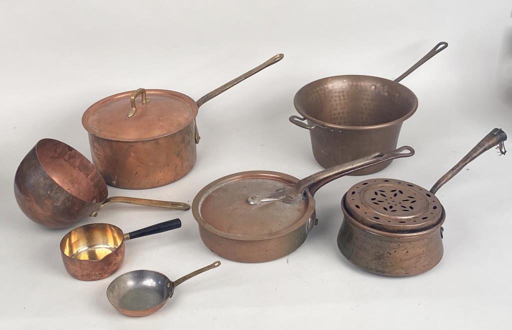 Group Seven Copper Sauce Pans/Cooking Wares (1 of 8)