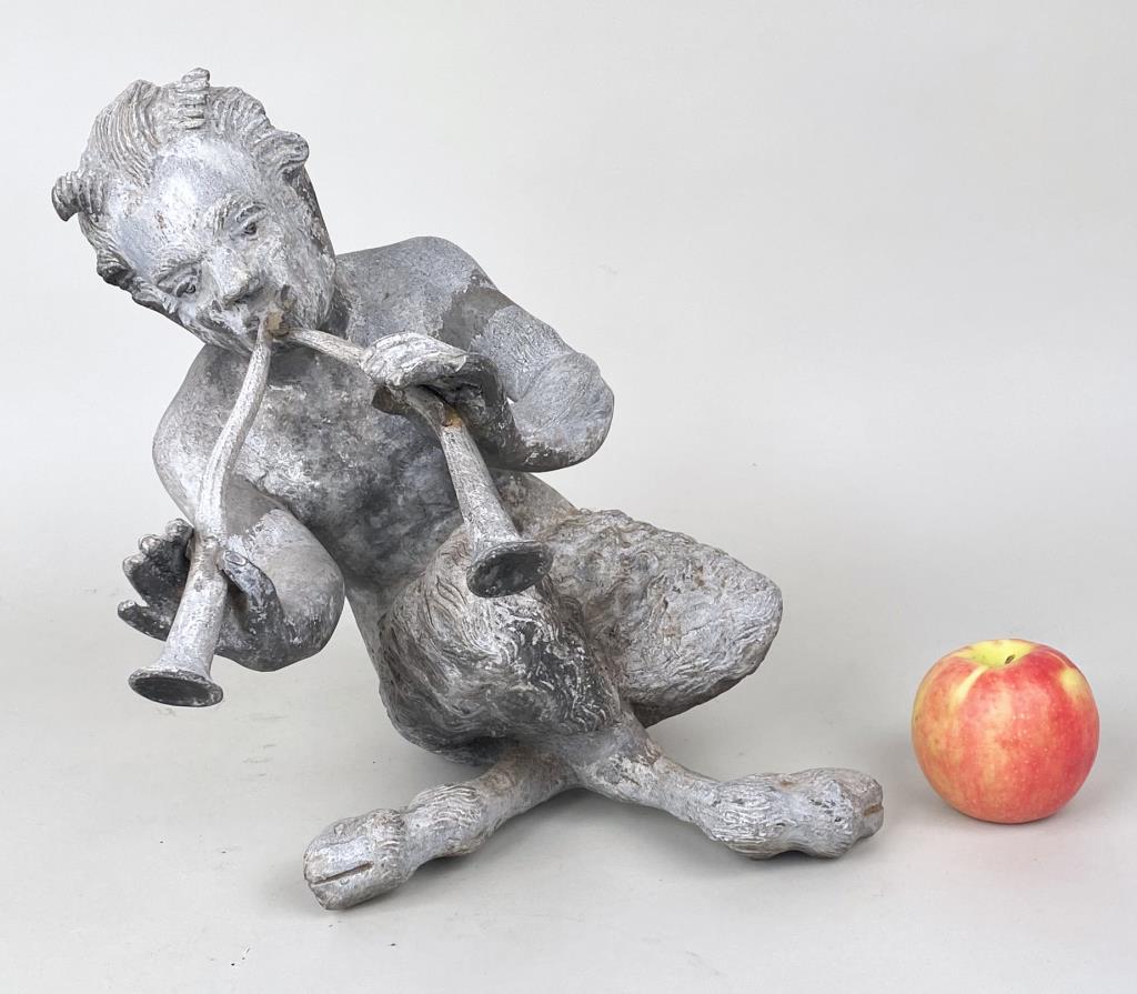 English Seated Faun Cast Lead Sculpture (1 of 6)