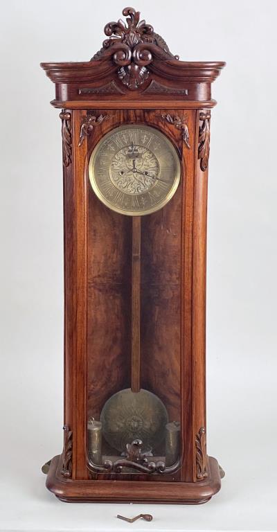 Fine Carved Mahogany Regulator Wall Clock (1 of 10)