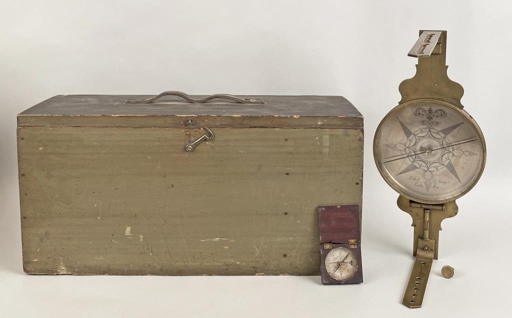 J. Poole, Easton MA - Brass Surveyor's Compass (1 of 12)