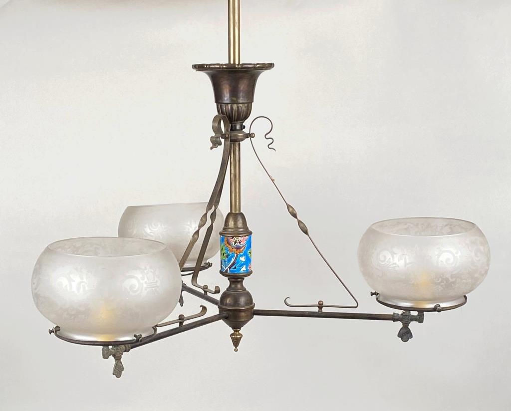 French Aesthetic Style Brass Gas Ceiling Fixture (1 of 3)