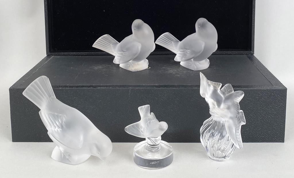 Estate Group Five Lalique Crystal Birds (1 of 8)