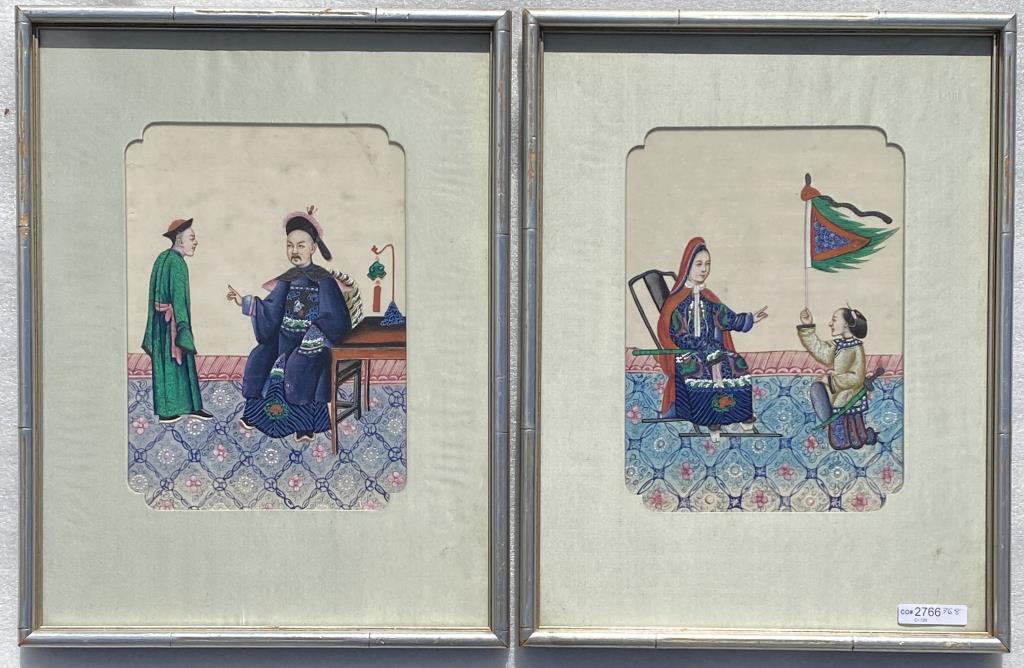 Two Chinese Paintings on Pith Paper (1 of 4)