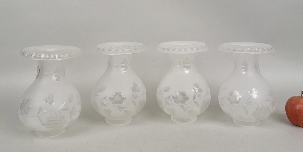 Set Four Frosted Glass Grape Design Lantern Shades (1 of 6)