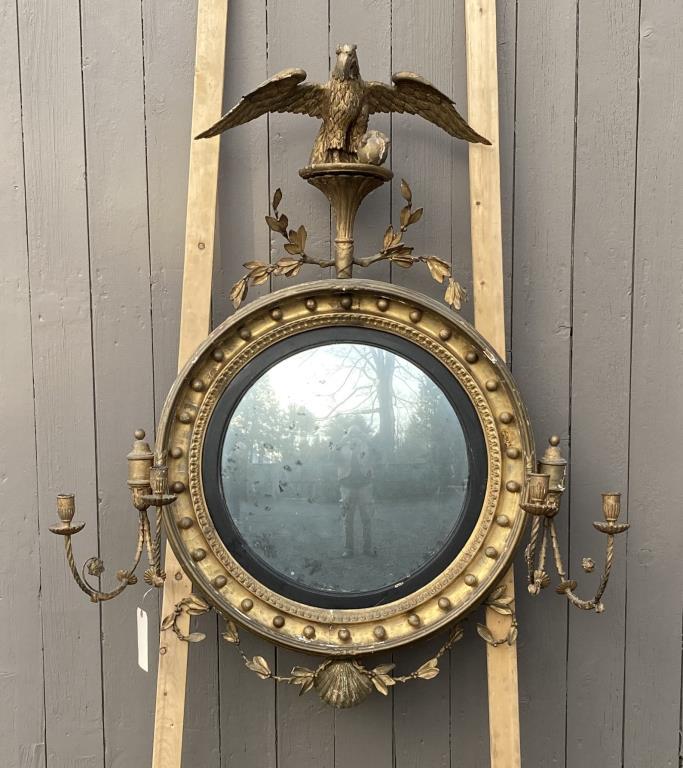 Large Regency Giltwood Convex Girondole Mirror (1 of 14)