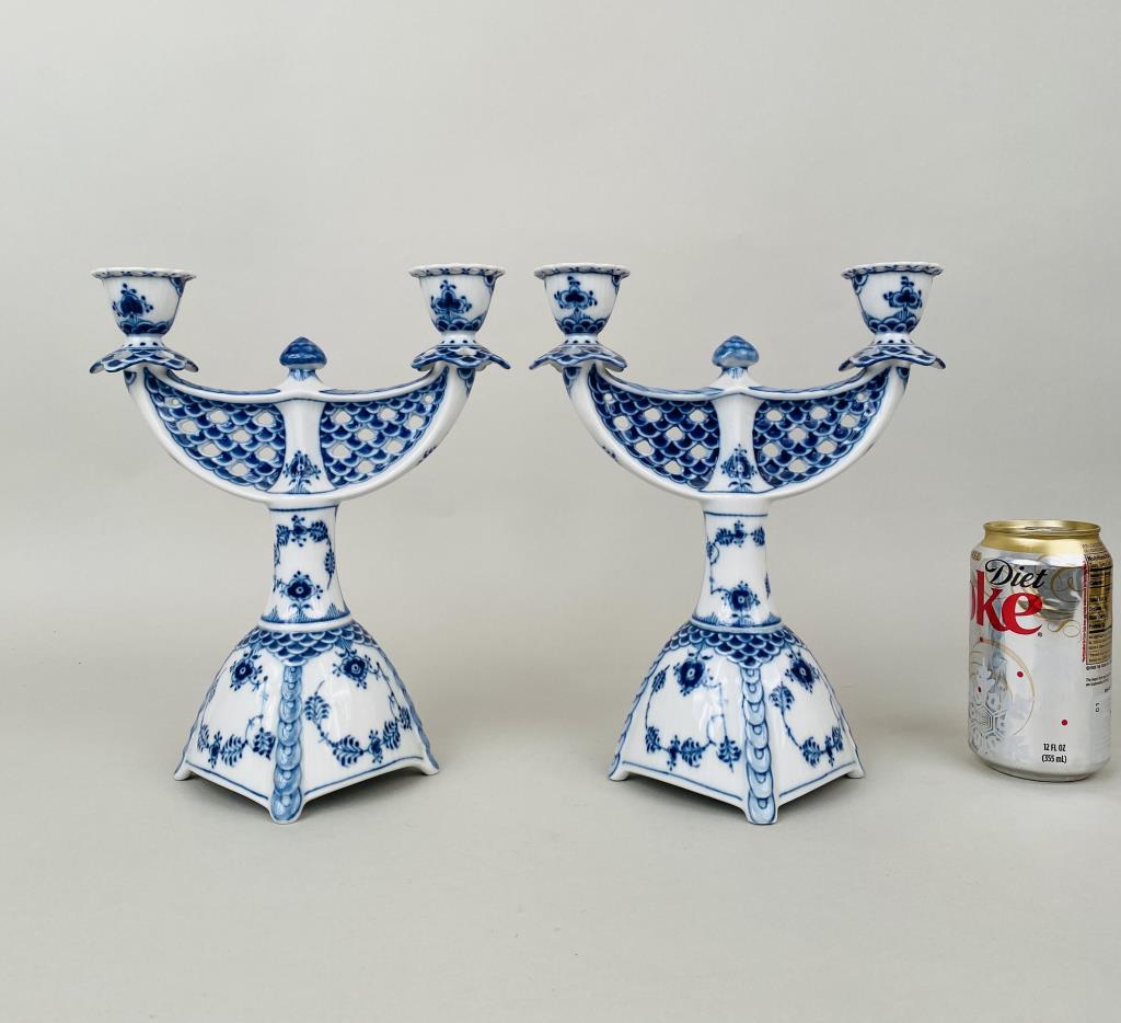 Pair Royal Copenhagen Full Lace Candelabras (1 of 4)