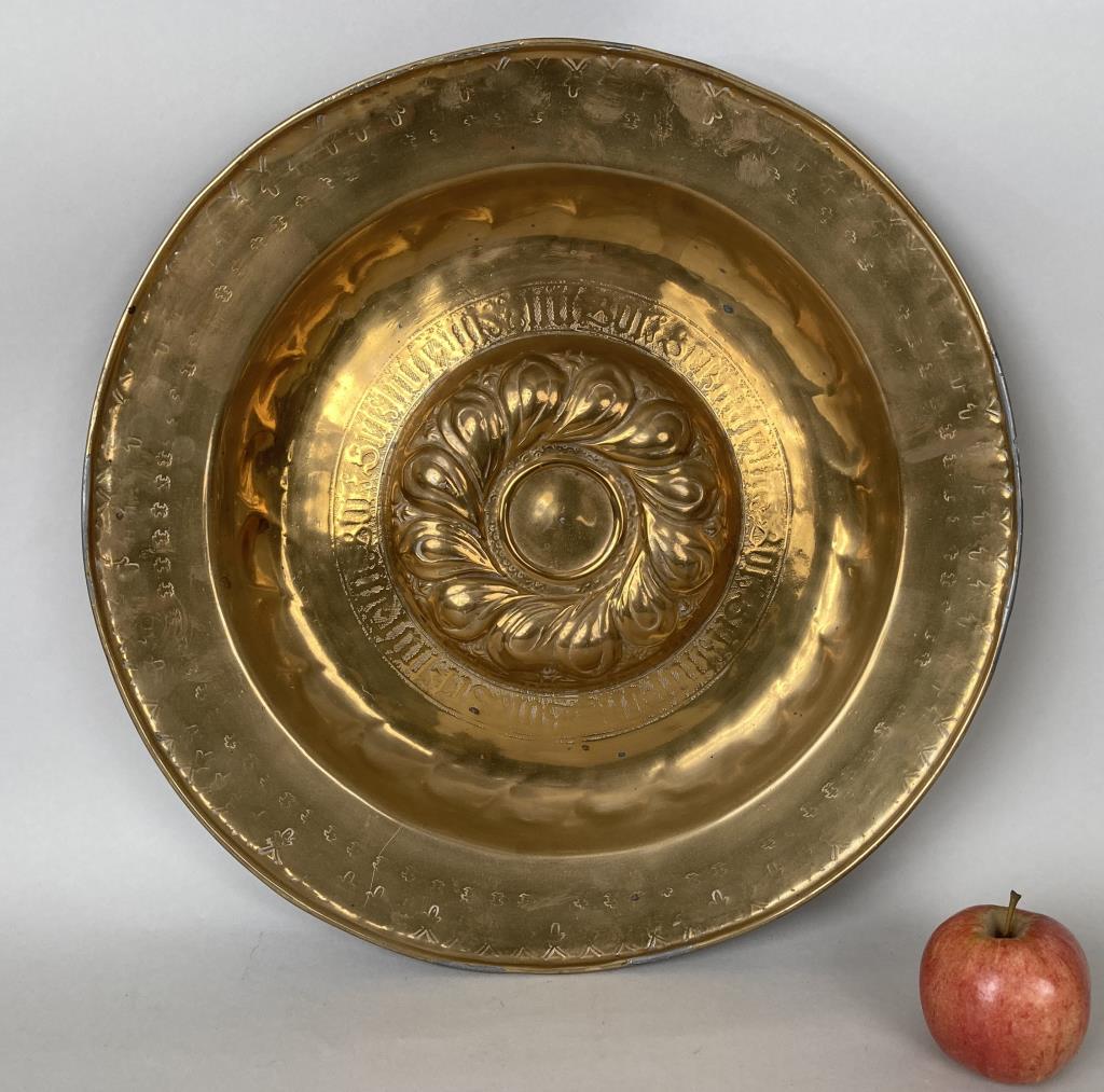 Large Early Continental Brass Alms Dish (1 of 6)