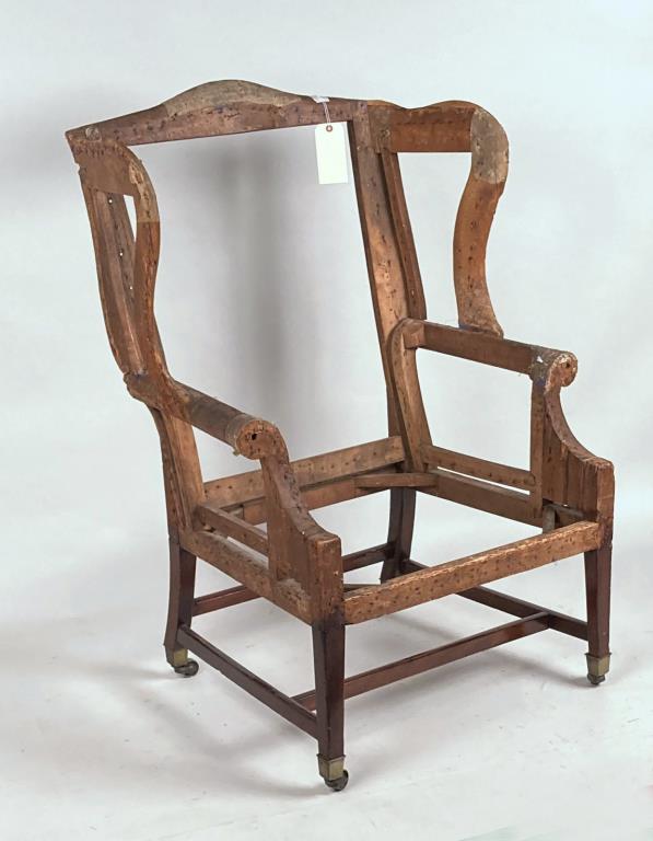 Hepplewhite Mahogany Wing Chair Frame, 18th C. (1 of 8)