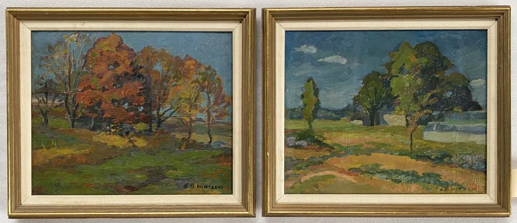 E.B. Winslow, Two Small Landscape Scenes O/C (1 of 3)